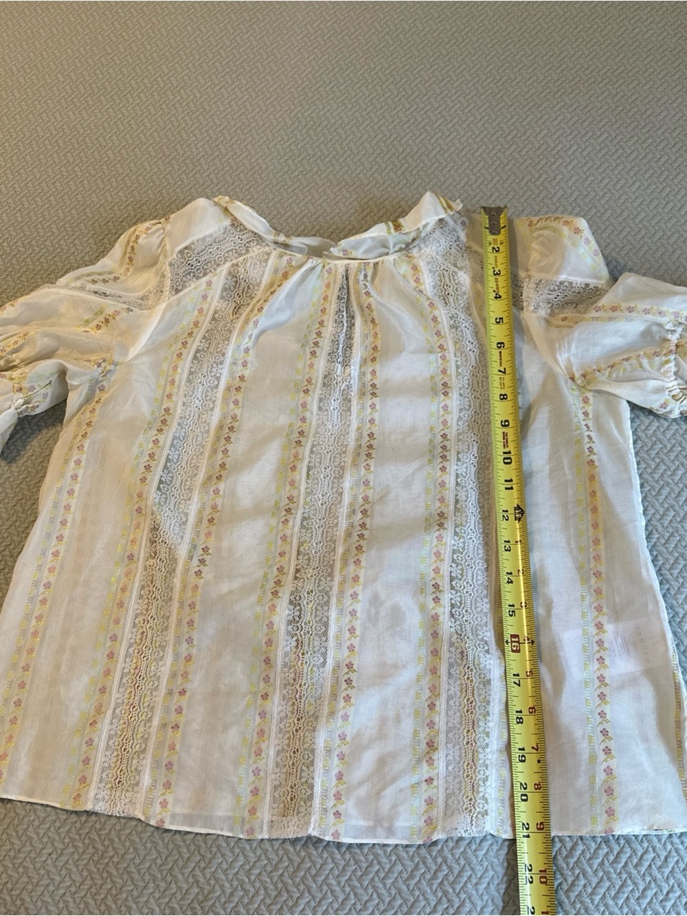 Sandro Paris Rosane Floral Stripe Ruffle-Neck Blouse - Cream size 2 - Picture 8 of 14